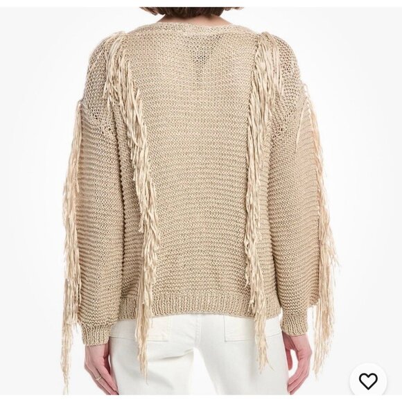 Farm Rio Sand Stripes Fringes Knit Cardigan Sz XL Button Up Boho Knitted NWT - Picture 3 of 9